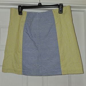 Vineyard Vines Yellow & Blue Striped Seersucker Panel Mini Skirt